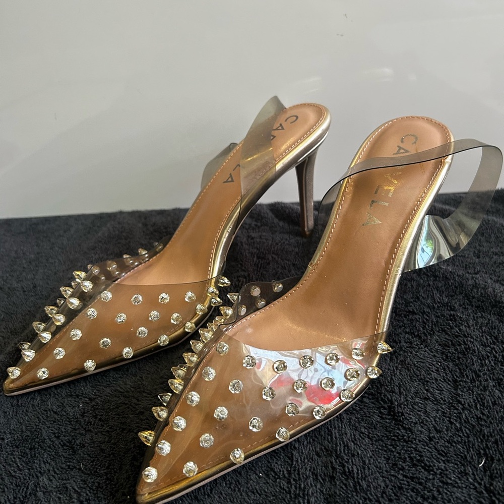 Carvela Cream and Tan Studded Heels